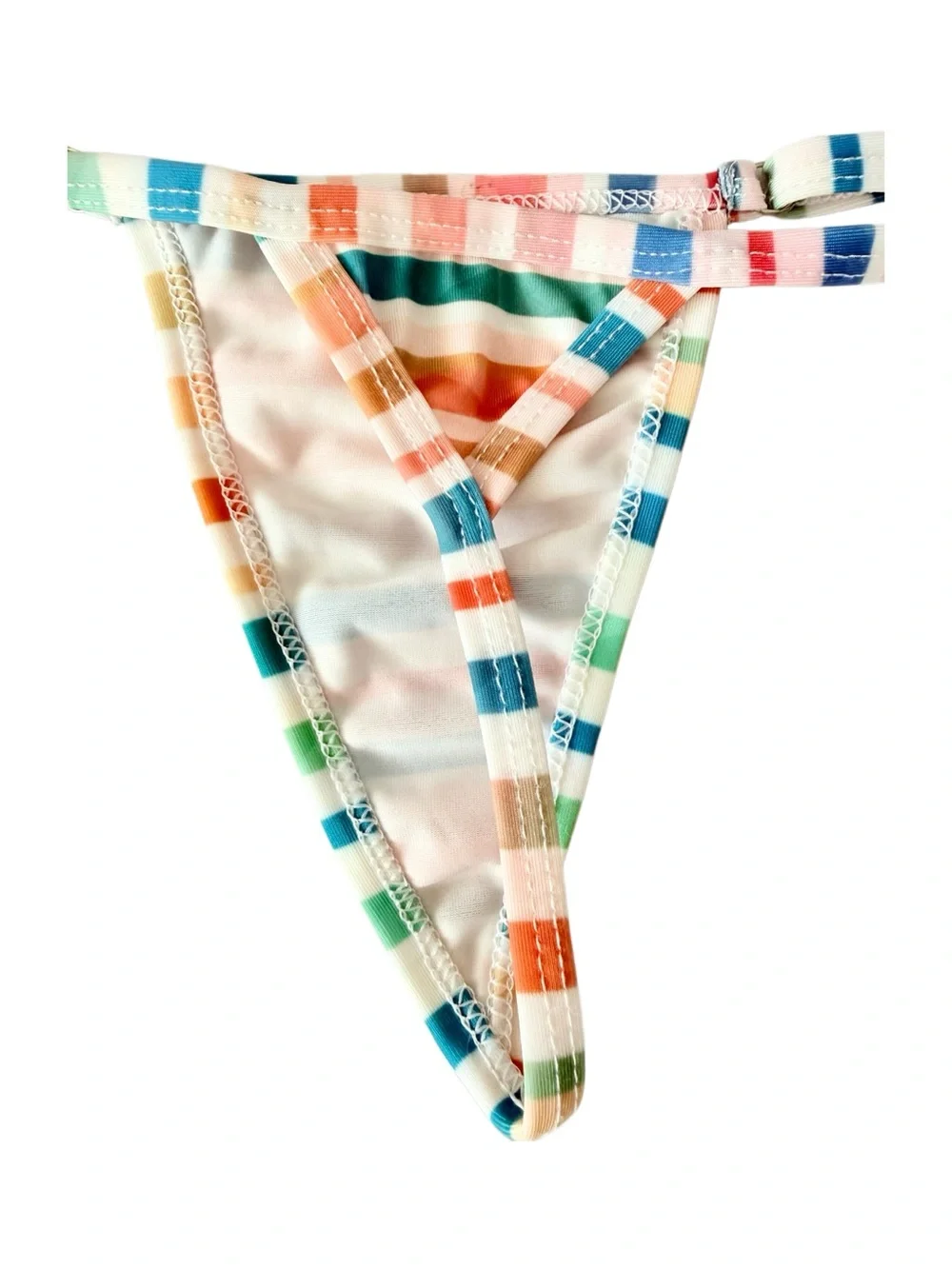 Oh Lola Swimwear Multicolor Stripe Micro Bikini + Pouch | Size Small